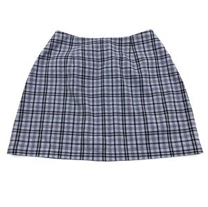 Vintage 1990s light blue plaid skirt